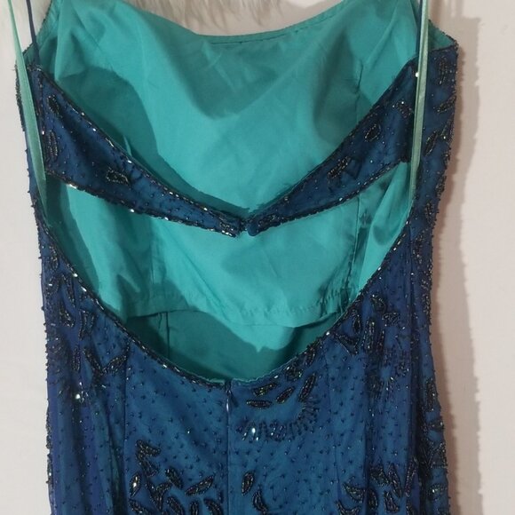 Mia Bella Aqua Blue Sequined Party Dress - Picture 7 of 8